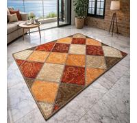 Générique Tapis de décoration,Motif Oriental, Coloris Terracotta, Rouge, Orange, Beige, Marron et Blanc, 160 x 230 cm, Tapis Chambre à Coucher Salle à Manger Salle de réunion Maternelle Bureau,