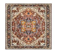 Générique Tapis de décoration,Motifs Floraux Vintage Multicolores Bleu Beige Jaune, Terre Cuite, 150 x 150 cm,Tapis Interieur Chambre Decoratif Accessoires Aesthetic Exterieur Salon de Jardin