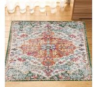 Générique Tapis de décoration,Multicolore Beige Shabby Chic Traditionnel Vintage, Vert, 130 x 130 cm, Tapis Poils Ras Decoratif pour Fauteuil Pouf Salon Moderne Chambre Adulte ou Ado