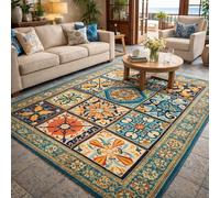 Générique Tapis de décoration,Oriental Bleu Orange Violet Beige Jaune, 70 x 100 cm, Tapis d'entrée d'intérieur Couloir, Salon, Chambre à Coucher, Canapé, Hallway Carpets