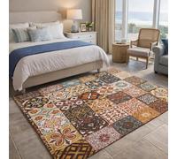 Générique Tapis de décoration,Oriental, Floral, Vert, Marron, Blanc, Beige, Rouge, 70 x 100 cm, Tapis d'entrée d'intérieur Couloir, Salon, Chambre à Coucher, Canapé, Hallway Carpets