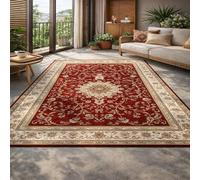 Générique Tapis de décoration,Rouge, Motif Floral Traditionnel, Beige, Blanc, Jaune, 80 x 120 cm, Tapis de Couloir Salon Chambre Cuisine Balcon, Paillasson Entree, Runners for Hallway