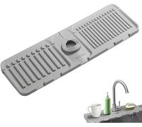 Générique Tapis De Drainage en Silicone,Tapis De Robinet D'éVier en Silicone, PoignéE RéCupéRateur D'éGouttement, Tapis D'éVier De Cuisine,Faucet Mat for Kitchen Sink (Gris, 1PCS)