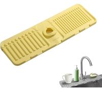 Générique Tapis De Drainage en Silicone,Tapis De Robinet D'éVier en Silicone, PoignéE RéCupéRateur D'éGouttement, Tapis D'éVier De Cuisine,Faucet Mat for Kitchen Sink (Jaune, 1PCS)