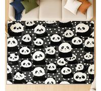 Générique Tapis de Enfant Dessin animé Noir Blanc Mignon Panda Pois, 160 x 230 cm Tapis Moquette de Chambre à Poils Ras, Paillasson Intérieur - pour Chambre à Coucher de Salon
