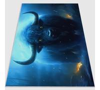 Générique Tapis de Flanelle avec Fantaisie Artistique Vache Impression, Bleu Foncé Moquette Chambre Doux Antidérapant et Lavable en Machine, 80 x 150 cm Tapis Living Room Salle DéCoration
