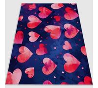 Générique Tapis de Flanelle avec Minimaliste Rétro Amour Impression, Bleu Rose Moquette Chambre Doux Antidérapant et Lavable en Machine, 160 x 230 cm Tapis Living Room Salle DéCoration