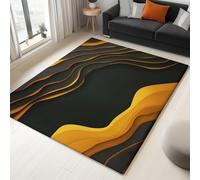 Générique Tapis de Jaune Imprimé, Marbre Abstrait Motif en Vagues Tapis Poil Court Grand, Tapis Doux Antidérapant, Léger Résistant pour Salon Chambre à Coucher Salle à Manger Décoration 140 x 200 cm