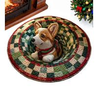 Générique Tapis De Noël 3D, Tapis De Noël, Tap-is Illusion du Père No-ël, T-apis Ronds Antidérapants, Ta-pis D'illusion D'optique De N-oël, Décorations De Vacances, Ta-pis De No-ël pour Salon