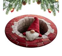 Générique Tapis De Noël 3D, Tapis De Noël, Tap-is Illusion du Père No-ël, T-apis Ronds Antidérapants, Ta-pis D'illusion D'optique De N-oël, Décorations De Vacances, Ta-pis De No-ël pour Salon