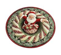 Générique Tapis de Noël en 3D | Paillasson Rond à l'effigie du Père Noël Lavable - Tapis De Porte du Père - pour Salle de Bain Entrée Maison Chambre Séjour Cuisine