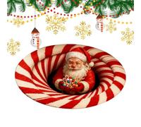 Générique Tapis De Noël Illusion D'optique Père Noël | Paillasson Illusion 3D Décor De Fêtes Pour Chambre Salon Bureau Dortoir Appartement Ferme Hiver Vacances Fête Décorations