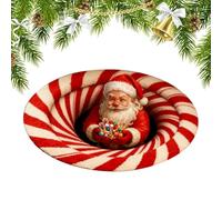 Générique Tapis De Noël Illusion D'optique Père Noël | Tapis Sol Anti-Dérapant Pour Décorations Des Fêtes pour la Chambre le Bureau l'Appartement les Fêtes d'Hiver les Décorations