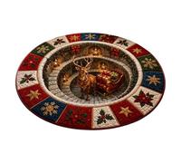 Générique Tapis de Noël Rond avec Une Finition en Velours Doux, A | en perspective imprimée, forme plate sans trous ni structures surélevées