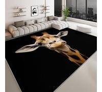 Générique Tapis de Noir Imprimé, Animaux Girafe Tapis Poil Court Moquette Doux Antidérapant - Léger Résistant 160 x 230 cm pour Salon Chambre à Coucher Salle à Manger Décoration