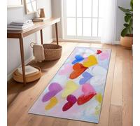 Générique Tapis de Passage Couloir Cuisine Long Antiderapant for Salon Chambre Entree, Tapis à Motif de Cœurs Abstraits Et Colorés 80 x 300 cm Rectangle, Coloré