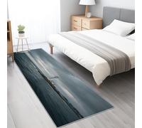 Générique Tapis de Passage Couloir Cuisine Long Antiderapant for Salon Chambre Entree, Tapis à Motif de Front De Mer Naturel Phare 80 x 200 cm Rectangle, Gris