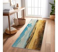 Générique Tapis de Passage Couloir Cuisine Long Antiderapant for Salon Chambre Entree, Tapis à Motif de Peinture À l'huile Rétro Champ De Blé 60 x 240 cm Rectangle, Jaune Brunâtre