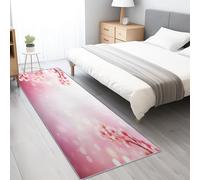 Générique Tapis de Passage Couloir Cuisine Long Antiderapant for Salon Chambre Entree, Tapis à Motif de Plantez des Cerisiers en Fleurs 80 x 300 cm Rectangle, Rose