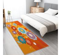 Générique Tapis de Passage Couloir Cuisine Long Antiderapant for Salon Chambre Entree, Tapis à Motif de Rétro Chic Fleurs 60 x 240 cm Rectangle, Couleur Orange