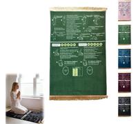 Générique Tapis De Prière Guidé Bilingue pour Pratique De Salah pour Nouveaux Musulmans Convertis Et Enfants, Apprentissage Étape par Étape pour Maison Et Voyage (Vert, 70 * 110cm)