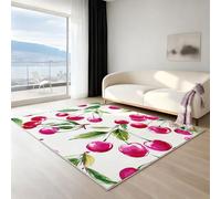 Générique Tapis de qualité Boho antidérapant - Tapis Salon Facile d'entretien Doux pour Salon, 90 X 150 cm, Tapis de Salon Lavable Moderne Unicolore ou Motif, Aquarelle Feuilles Vif, Rose Vert