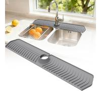 Générique Tapis de Robinet en Silicone,Protection Anti-Éclaboussures pour Évier de Cuisine, Contour de Robinet Anti-Gouttes, Plateau Évier pour Cuisine et Salle de Bain (Gris)