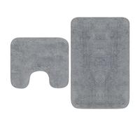 Générique Tapis de Salle de Bain 2 pcs Tissu Gris,Accessoires de Salle de Bain,Tapis de Bain & Fonds de baignoire-133230