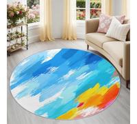 Générique Tapis de Salon 100 cm Rond Lavable en Machine - Coloré Tapis Salle à Manger Antidérapant et Fin - Tapise Aquarelle Abstrait Art Imprimé pour Cuisine Chambre Entrée Studio Créatif
