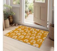 Générique Tapis de Salon 100 x 160 cm Motif D’Arche Jaune, Tapis Style Bohémien Antidérapant et Lavable en Machine, Paillasson Interieur Entree à Poil Ras Moquette pour Chambre Bureau Cuisine