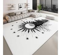 Générique Tapis de Salon 100 x 160 cm Soleil Lune Arbre de Vie, Tapis Lavable imprimé sujets célestes à Poils Courts - Moquette Coureur antidérapant Doux pour Salon Chambre Salle à Manger