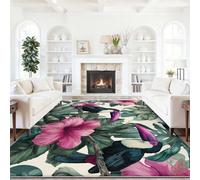 Générique Tapis de Salon 120 x 180 cm Tropical Oiseaux Fleurs, Tapis en Flanelle Imprimé Lavable, Dossier Antidérapant pour Chambre et Séjour, Poil Court Multicolore