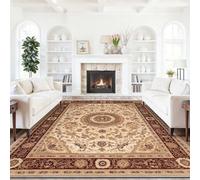 Générique Tapis de Salon 40 x 60 cm Classique Floral Tapis, Tapis en Flanelle Imprimé Lavable, Dossier Antidérapant pour Chambre et Séjour, Poil Court Châtaigne