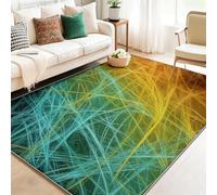 Générique Tapis de Salon 40 x 60 cm Fantaisie Abstrait Rayures, Tapis en Flanelle Imprimé Lavable, Dossier Antidérapant pour Chambre et Séjour, Poil Court Multicolore
