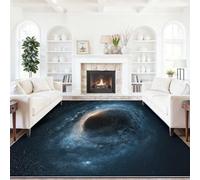 Générique Tapis de Salon 50 x 80 cm Abstraction Univers Trou Noir, Tapis en Flanelle Imprimé Lavable, Dossier Antidérapant pour Chambre et Séjour, Poil Court Bleu