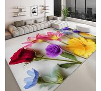 Générique Tapis de Salon 60 x 90 cm Plante coloré Fleur, Tapis Lavable imprimé Photographie réaliste à Poils Courts - Moquette Coureur antidérapant Doux pour Salon Chambre Salle à Manger