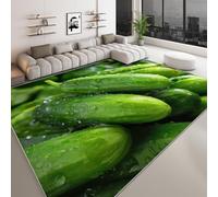 Générique Tapis de Salon 80 x 150 cm Art Moderne, Tapis Moderne Imprimé Vert Émeraude Nourriture Concombre Doux et Léger pour Salle à Manger Chambre à Coucher Couloir Bureau - Moquette Antidérapant