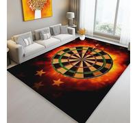Générique Tapis De Salon 90 x 120 cm, Lavable Support Antidérapant en TPR Art Drapeau Américain Cible De Fléchettes Tapis - pour Chambre à Coucher Salle à Manger Salon Noir en Flanelle