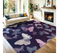 Générique Tapis de Salon Animal Plaisir 140 x 200 cm, Tapis Poils Courts Lavable Rêve Papillon Violet, Décoratif Antidérapant et Doux pour Salle à Manger Chambre et Bureau