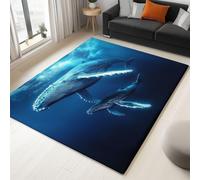 Générique Tapis de Salon Baleine des Grands Fonds 80x150 cm Poil Ras Moderne Tapis Descente de Llit Chambre Antidérapant pour Chambre à Coucher, Salle a Manger
