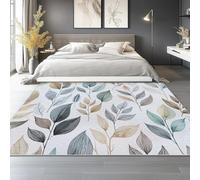 Générique Tapis de Salon Blanc 50x80 cm, Motif Élégant Feuilles - Tapis Lavable à Poil Court antidérapant Doux pour Chambre Salle à Manger Chambre d’Adulte