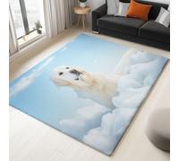 Générique Tapis de Salon Bleu 140x200 cm, Motif Neige Golden Retriever - Tapis Lavable à Poil Court antidérapant Doux pour Chambre Salle à Manger Chambre d’Adulte