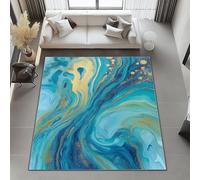 Générique Tapis de Salon Bleu 180x240 cm, Motif Abstrait Tourbillon Paillettes - Tapis Lavable à Poil Court antidérapant Doux pour Chambre Salle à Manger Chambre d’Adulte