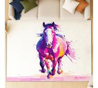 Générique Tapis de Salon Boho antidérapant à Poils Courts, Violet, ce Tapis Ultra Doux est Parfait pour Un Usage Quotidien., Peinture en Train de Courir Cheval, 160 X 230 cm