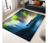 Générique Tapis de Salon Cascade Montagne Imaginaire - Grand Tapis Lavable Super Doux et Antidérapant, Moquette Poil Ras Chambre, pour Manger, l'entrée et la Cuisine, 80x150 cm, Multicolore