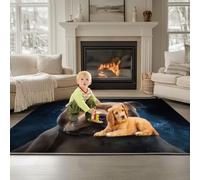 Générique Tapis de Salon Chien Animal Triste 80 x 150 cm Doux Antidérapant Lavable en Machine Tapis Bleu Marine, pour Salon Chambre d'enfant Chambre de Gamer, décoration de Chambre