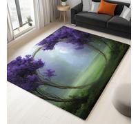 Générique Tapis de Salon Fantaisie Forêt Brumeuse Arche Sacrée Grand Tapis Lavable Super Doux et Antidérapant, Moquette Poil Ras Chambre pour Manger l'entrée et la Cuisine - 140x200 cm Vert foncé
