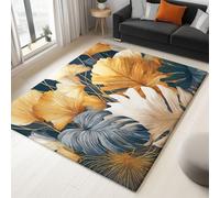 Générique Tapis de Salon Feuilles Tropicales 120 x 180 cm Poil Court Moderne Chambre Enfant Adulte Tapis, Sombre Doux Lavable Antidérapant Moquette, pour Entrée, Cuisine, Couloir