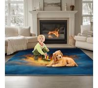 Générique Tapis de Salon Galaxie Céleste Ciel Étoilé 160 x 230 cm Doux Antidérapant Lavable en Machine Tapis Gris-Bleu, pour Salon Chambre d'enfant Chambre de Gamer, décoration de Chambre