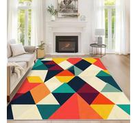 Générique Tapis de Salon Géométrique Coloré 80x150 cm, Tapis Motif Triangle Abstrait Moderne Antidérapant et Lavable en Machine, Paillasson Interieur Entree à Poil Ras pour Chambre ZY&L2